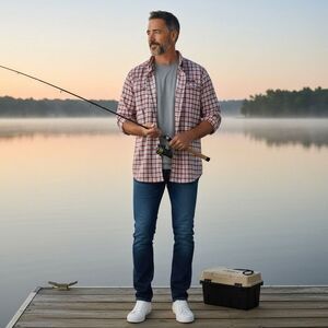 HUK Performance Plaid Button Down Shirt XXL 2XL Red Fishing Breathable Sailing